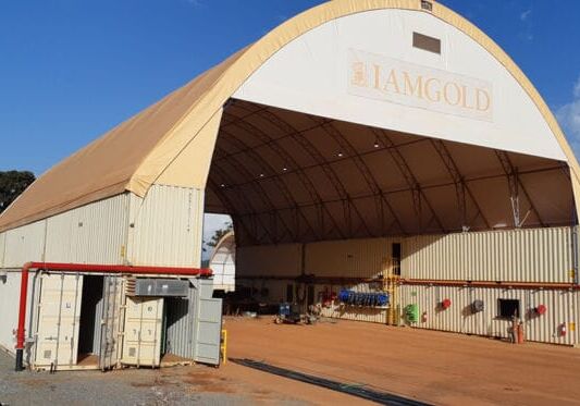 I AM GOLD facility in Suriname, constructed from shipping containers