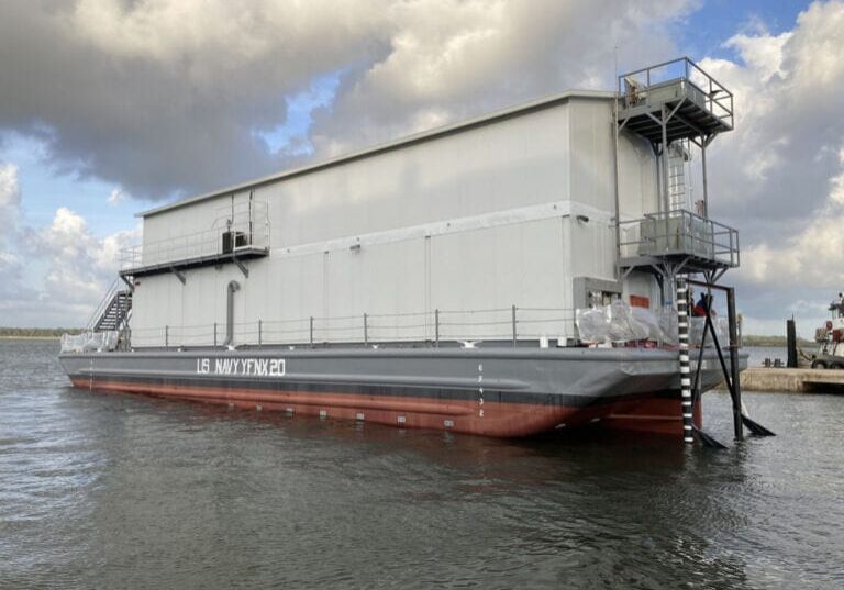 two-story U.S. Navy barge deck house