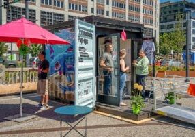 solar-powered container building in Seattle built by ROXBOX